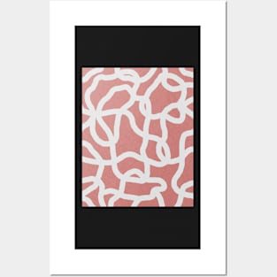 Line art, Abstract pattern, Retro pink abstract art Posters and Art